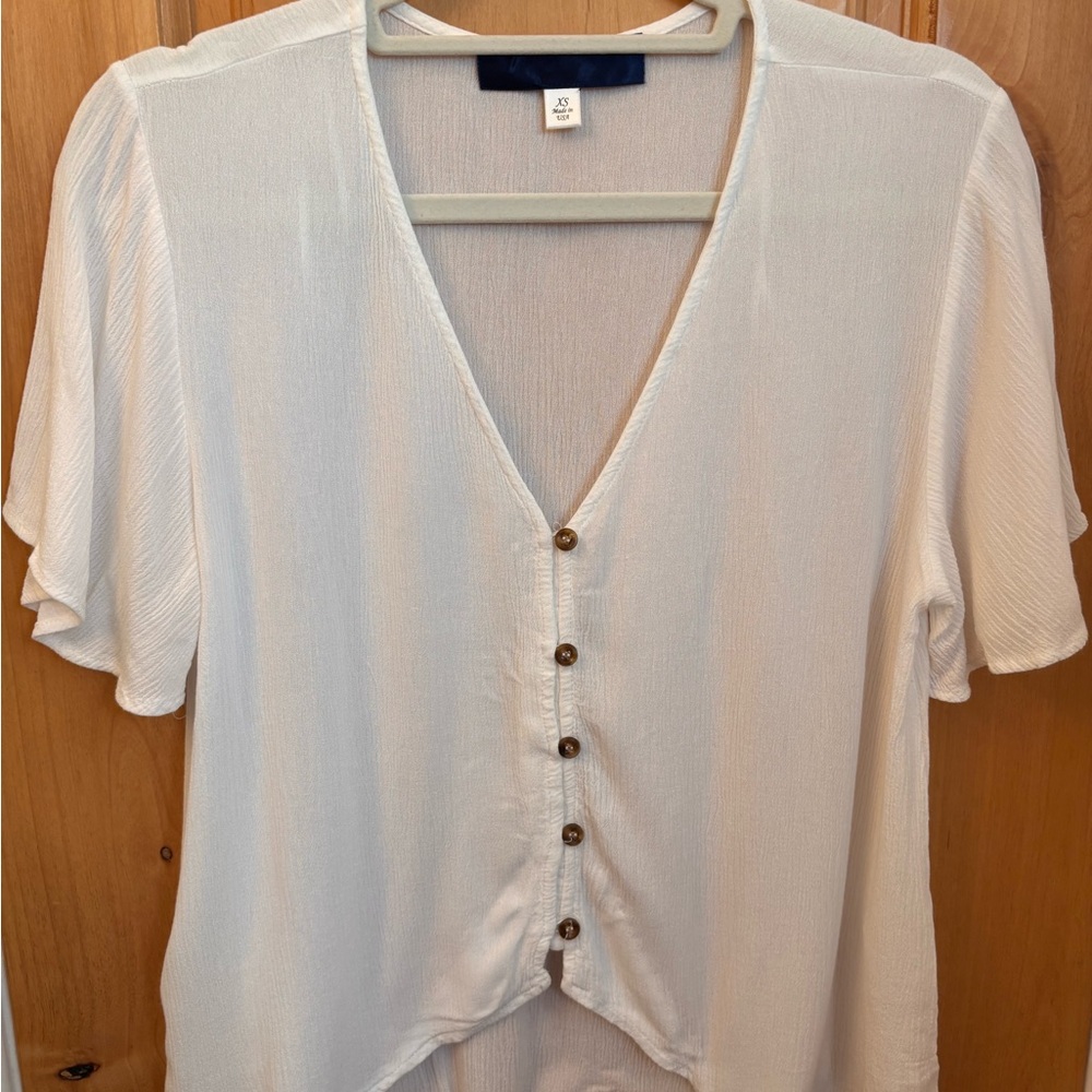 White Button-Front Blouse